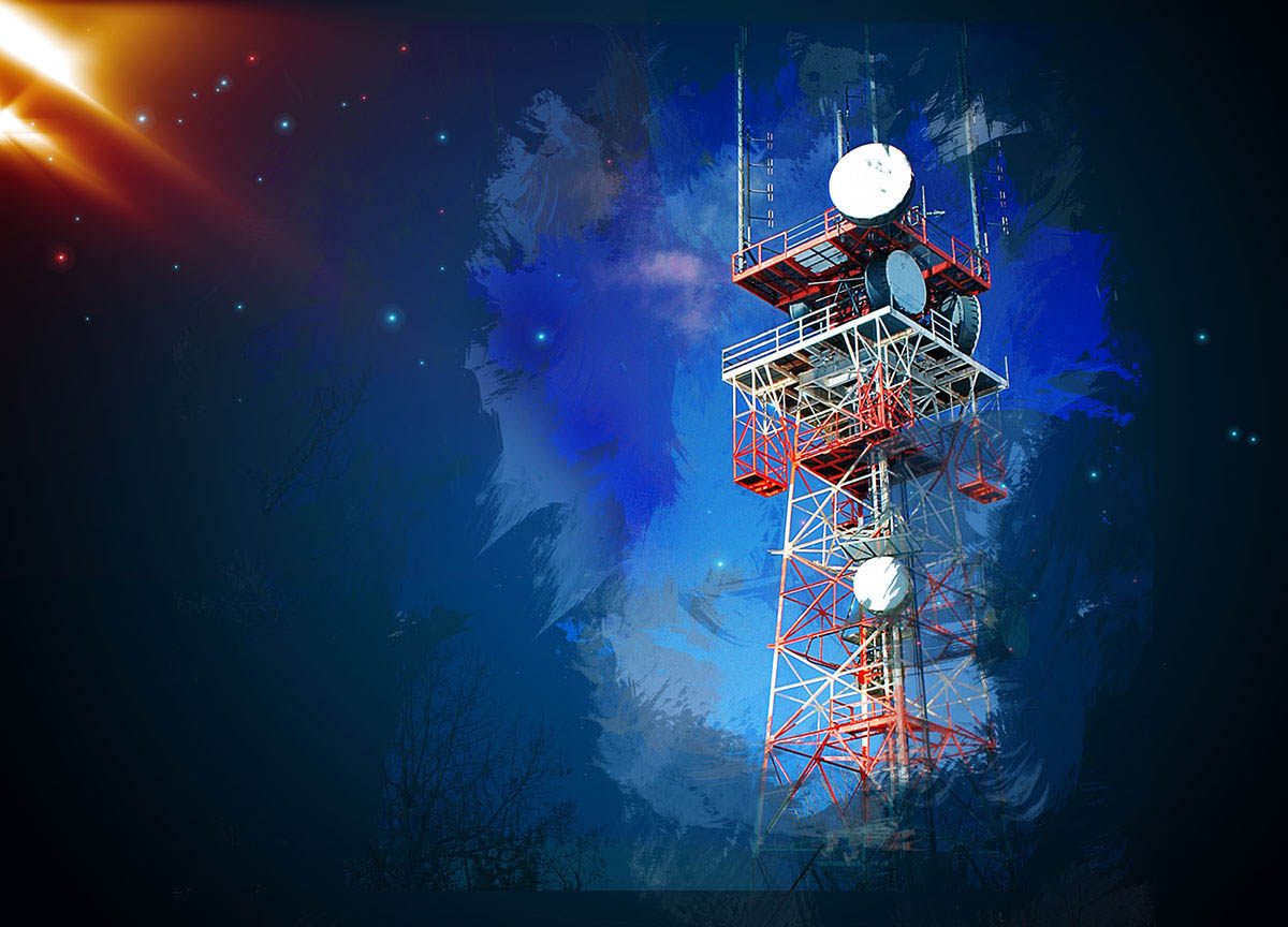 Antenna Tower Art Background with Copy Space Antenna Tower Art Background with Copy Space